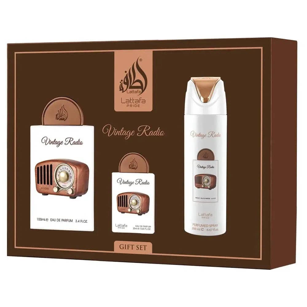 Geschenkset Vintage Radio 3-teilig - LATTAFA P 100ml + 200ml + 20ml