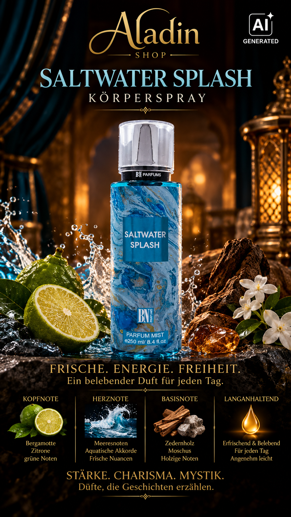 Splash Körperspray Saltwater  – 250 ml für Damen & Herren